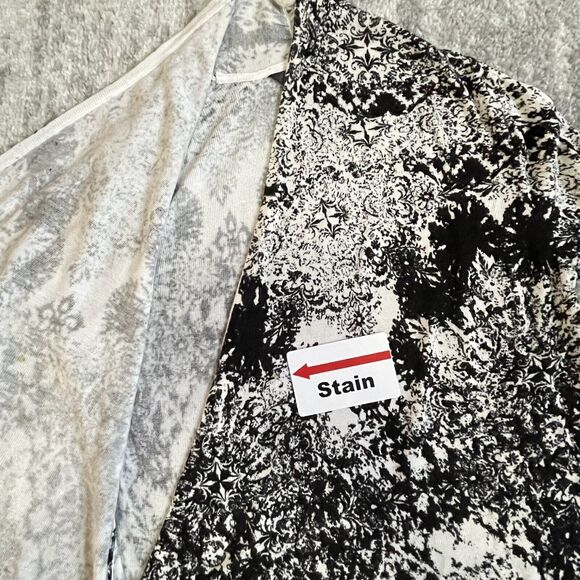 Soma Intimates Open Front Cardigan Knit Sweater Black White Print Size S *STAINS - Picture 10 of 12